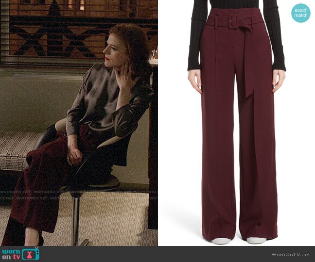 Theory Camogie High Waist Belted Pants worn by Maia Rindell (Rose Leslie) on The Good Fight