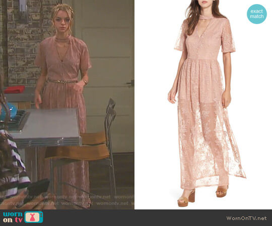 Socialite Choker Lace Maxi Romper worn by Claire Brady (Olivia Keegan) on Days of our Lives