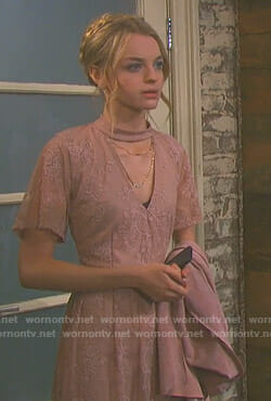 Claire’s pink choker neck maxi dress on Days of our Lives