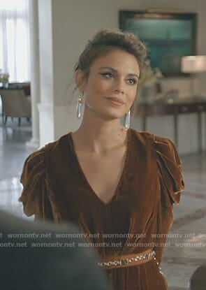 Cristal’s brown velvet jumpsuit on Dynasty