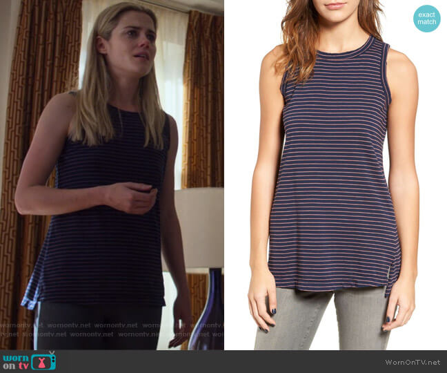 Current Elliott The Muscle Tee Stripe Tank worn by Trish Walker (Rachael Taylor) on Jessica Jones