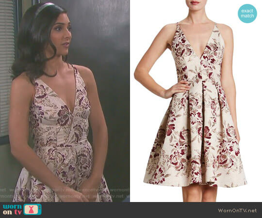 Dress the Population Collette Metallic Jacquard Dress worn by Gabi Hernandez (Camila Banus) on Days of our Lives