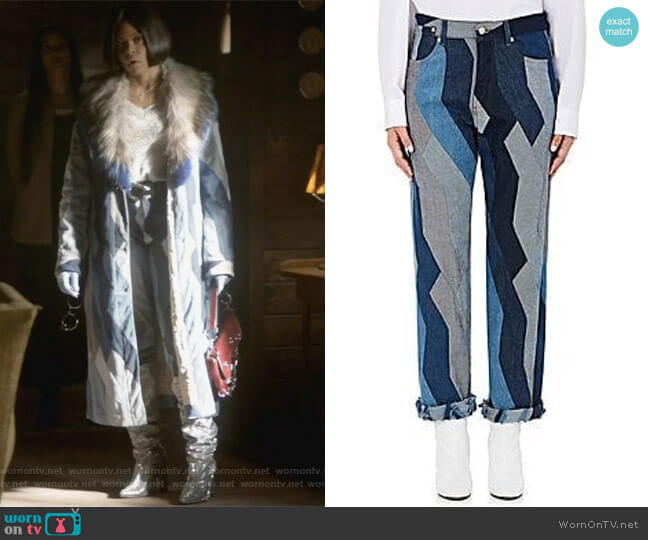 Dries Van Noten Pisco Patchwork Boyfriend Jeans worn by Cookie Lyon (Taraji P. Henson) on Empire