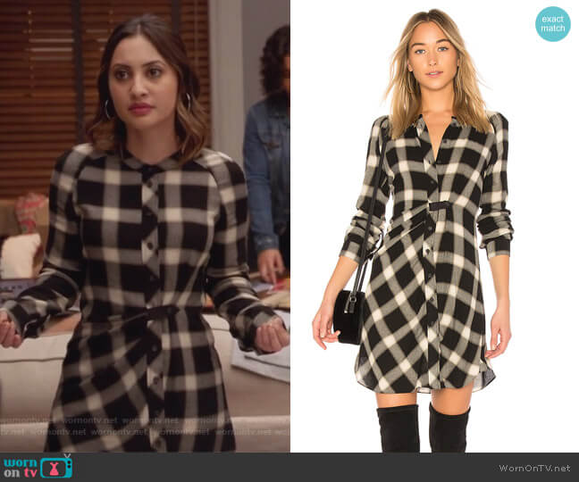 Derek Lam 10 Crosby Plaid Button Down Dress worn by Ana Torres (Francia Raisa) on Grown-ish