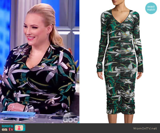 Diane von Furstenberg Camille mesh overlay midi dress worn by Meghan McCain on The View