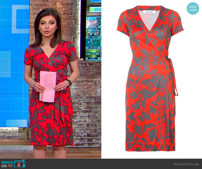 Diane von Furstenberg Julian short-sleeve wrap dress worn by Bianna Golodryga on CBS Mornings