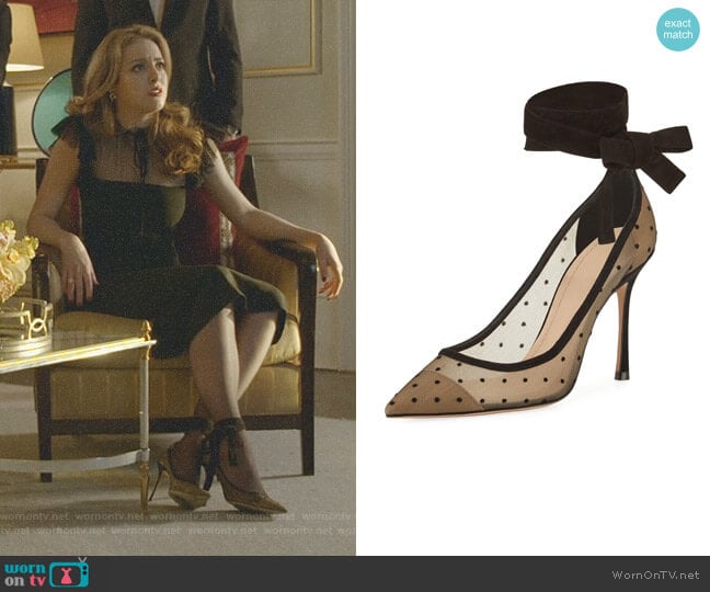 Dior Lovely- D Plumetis Ankle-wrap Pump worn by Fallon Carrington (Elizabeth Gillies) on Dynasty