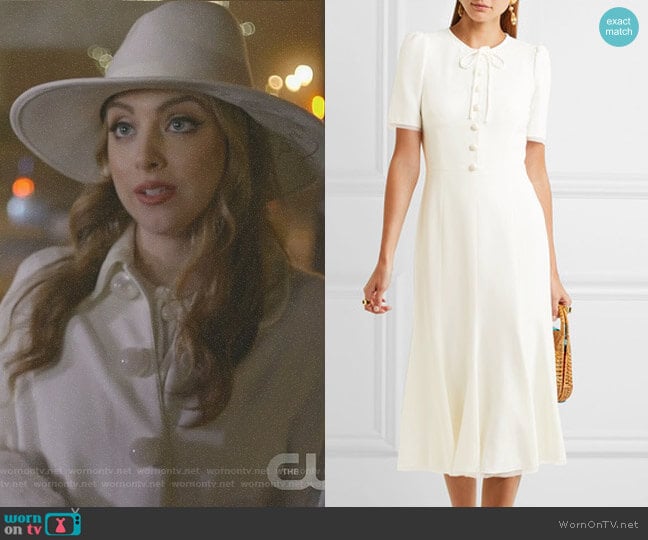Dolce & Gabbana Bow-Embellished Cady Midi Dress worn by Fallon Carrington (Elizabeth Gillies) on Dynasty