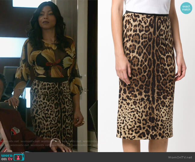Dolce & Gabbana Leopard Print Pencil Skirt worn by Cookie Lyon (Taraji P. Henson) on Empire