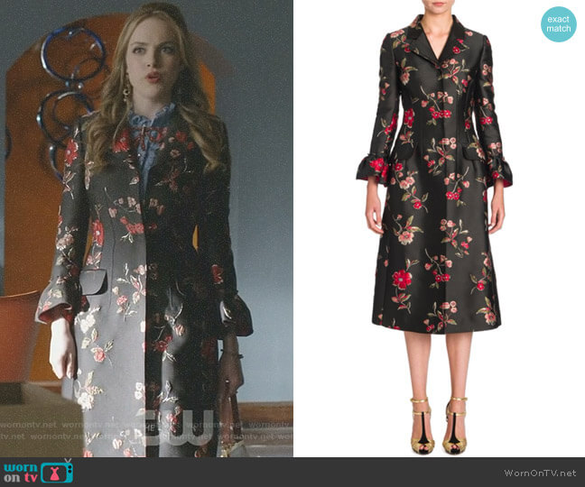 Dolce & Gabbana Floral Jacquard Coat worn by Fallon Carrington (Elizabeth Gillies) on Dynasty