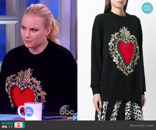 Dolce & Gabbana Heart Puff Sleeve Sweater worn by Meghan McCain on The View