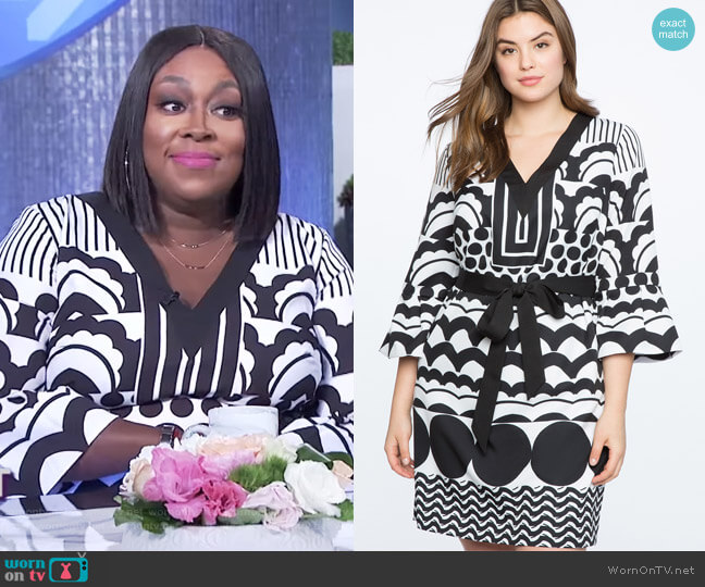 Eloquii Flounce Sleeve V-Neck Dress worn by Loni Love on The Real