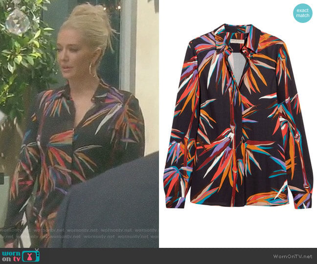 Emilio Pucci Printed Stretch-Jersey Shirt worn by Erika Jayne on The Real Housewives of Beverly Hills