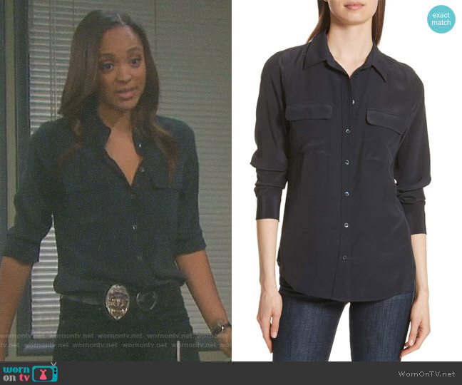 Equipment Slim Signature Silk Shirt worn by Lani Price (Sal Stowers) on Days of our Lives