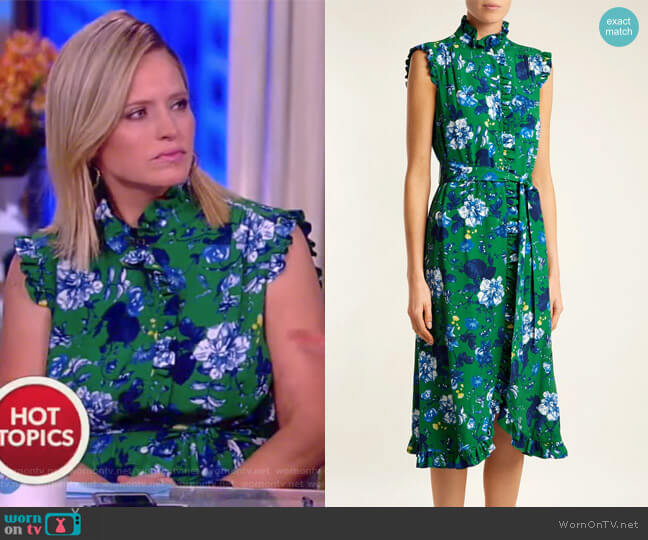 Erdem Sebla floral-print crepe dress worn by Sara Haines on The View