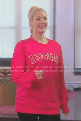 Erika’s red supreme sweatshirt on The Real Housewives of Beverly Hills
