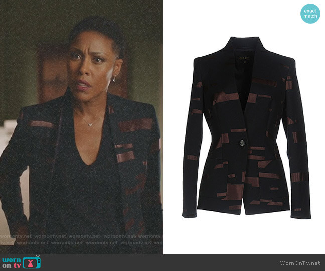Escada Weave Blazer worn by Lynn Stewart (Christine Adams) on Black Lightning