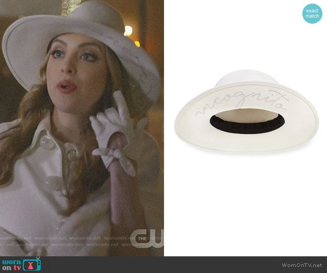 Eugenia Kim Dita Incognito Wool Fedora worn by Fallon Carrington (Elizabeth Gillies) on Dynasty