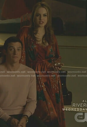 Fallon’s red floral robe on Dynasty