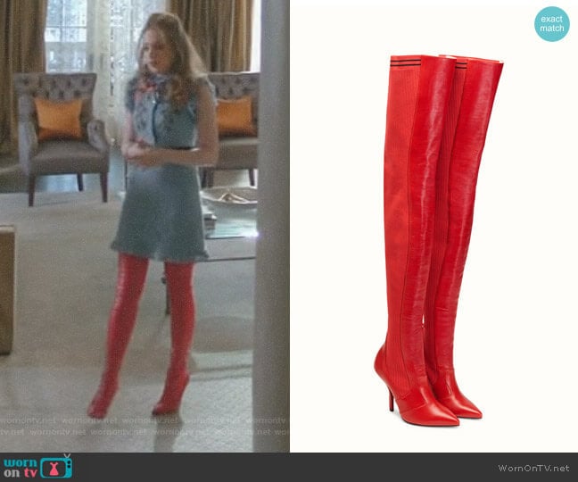 Fendi Rockoko Over the Knee Boot worn by Fallon Carrington (Elizabeth Gillies) on Dynasty