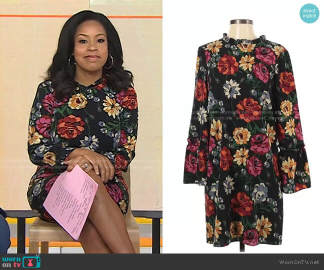 Fleur Bleue Floral Bell Sleeve Dress worn by Sheinelle Jones on Today