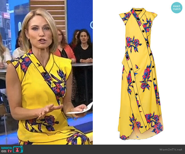 Proenza Schouler Floral Print Silk Georgette Dress worn by Amy Robach on Good Morning America