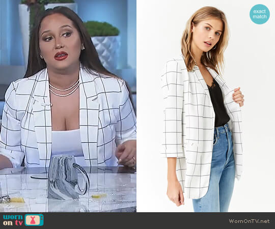 Forever 21 Open-Front Grid Blazer worn by Adrienne Houghton on The Real