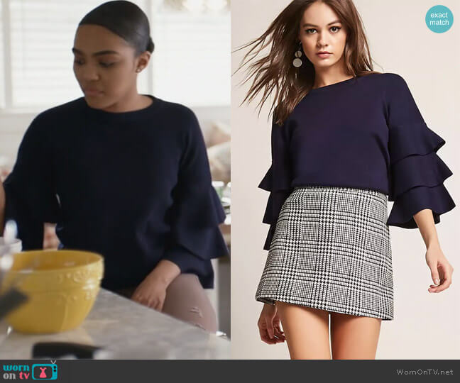 Forever 21 Tiered Bell Sleeve Top worn by Jennifer Pierce (China Anne McClain) on Black Lightning