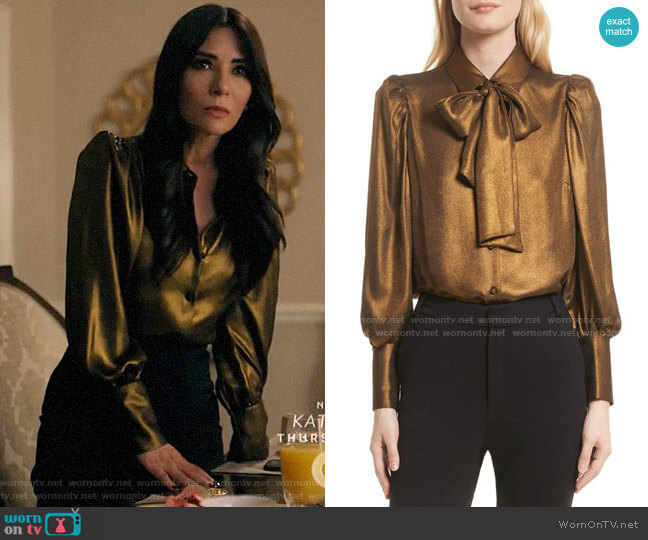 Frame Voluminous Scarf Blouse worn by Hermione Lodge (Marisol Nichols) on Riverdale
