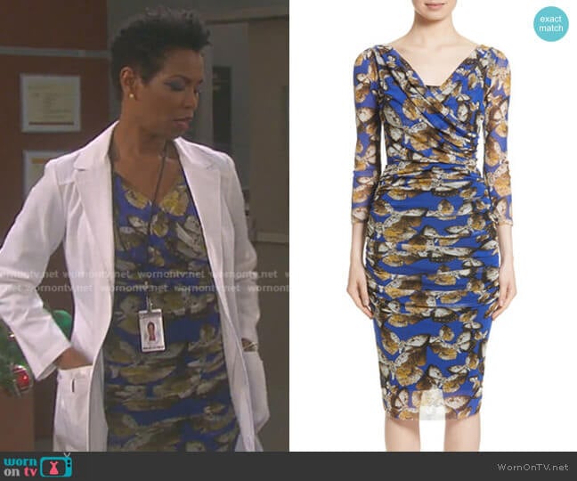 Fuzzi Ruched Tulle Sheath Dress worn by Valerie Grant (Vanessa Williams) on Days of our Lives
