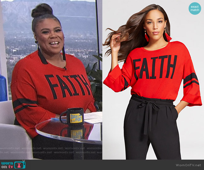 New York & Company Gabrielle Union Collection Faith Sweater worn by Nina Parker on E! News