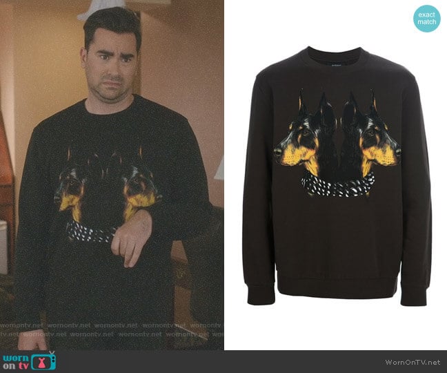 Givenchy Doberman Print Sweater worn by David Rose (Daniel Levy) on Schitts Creek