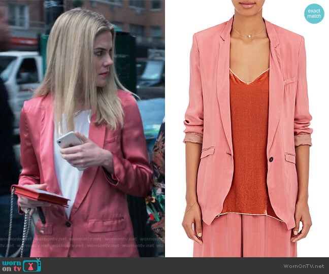 Giada Forte Matte Satin One-Button Jacket worn by Trish Walker (Rachael Taylor) on Jessica Jones