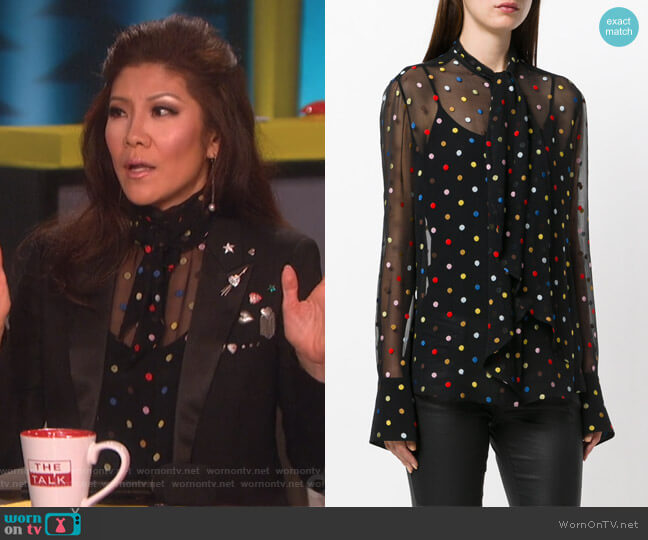 Givenchy Polka Dot Embroidered Shirt worn by Julie Chen on The Talk