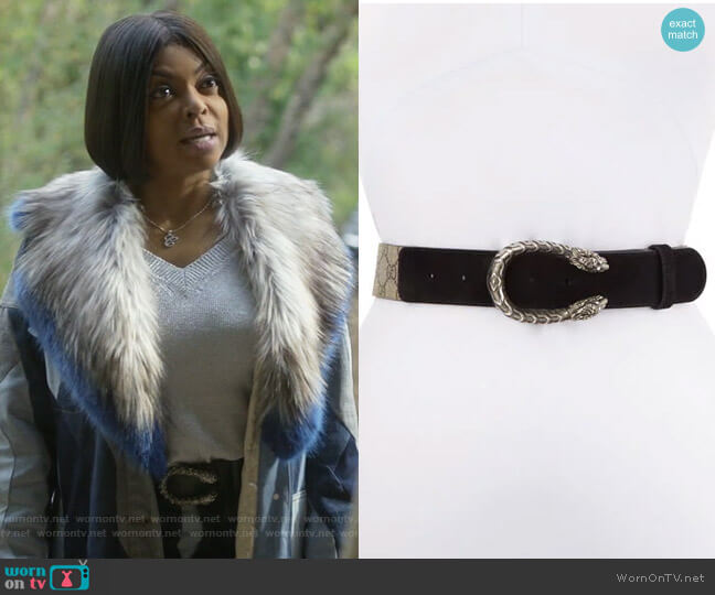 Gucci Dionysus GG Supreme Canvas Belt w/ Double Tiger Head Buckle worn by Cookie Lyon (Taraji P. Henson) on Empire