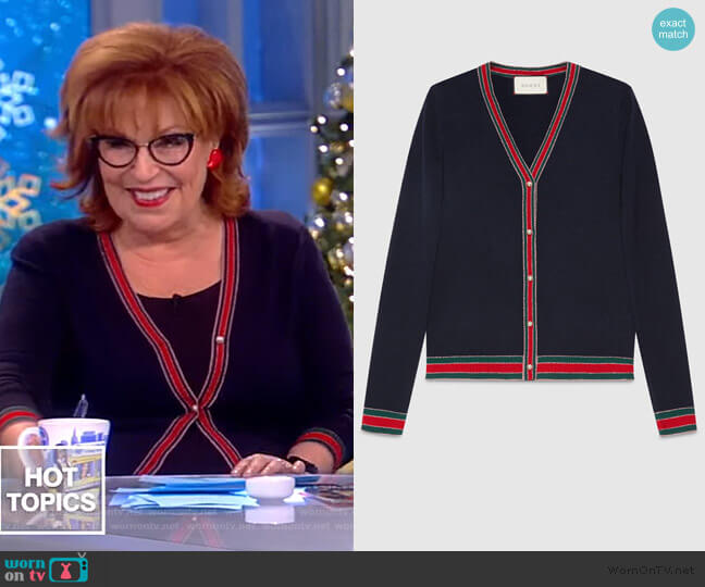 Gucci Faux pearl-embellished wool cardigan worn by Joy Behar on The View
