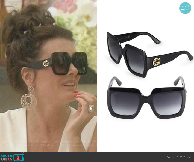 Gucci Oversized Square Sunglasses worn by Lisa Vanderpump on The Real Housewives of Beverly Hills