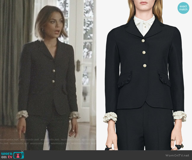 Gucci Silk Single-Breasted Jacket worn by Cristal Flores (Nathalie Kelley) on Dynasty