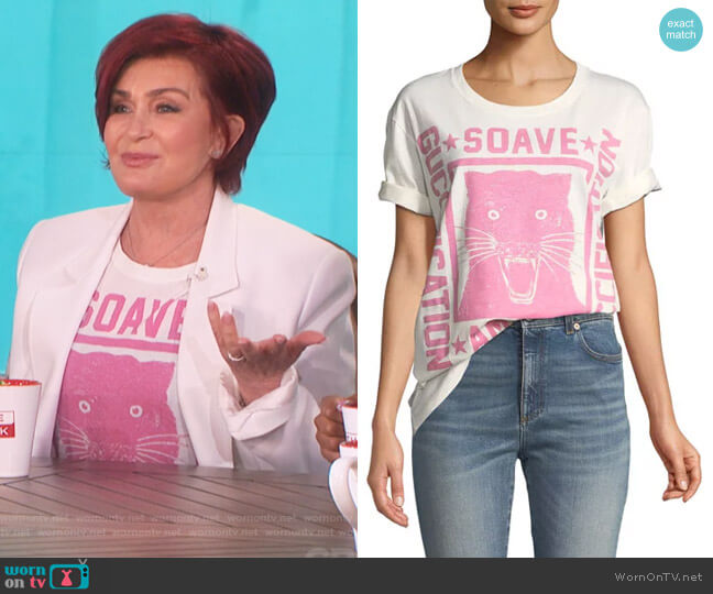 Gucci Soave Amore Guccification Print T-Shirt worn by Sharon Osbourne on The Talk