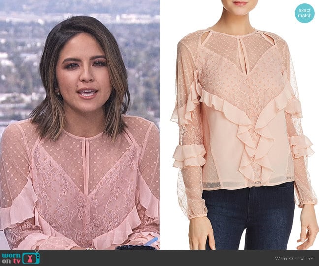 Guess Juniper Ruffled Cutout Top worn by Erin Lim on E! News