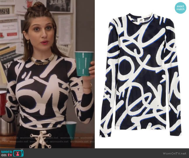 H&M Pima Cotton Top in Dark Blue worn by Nomi Segal (Emily Arlook) on Grown-ish