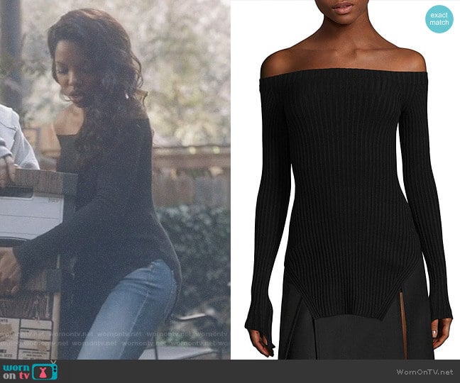 Helmut Lang Ribbed Off-The-Shoulder Top worn by Alexandra Crane (Ryan Destiny) on Star