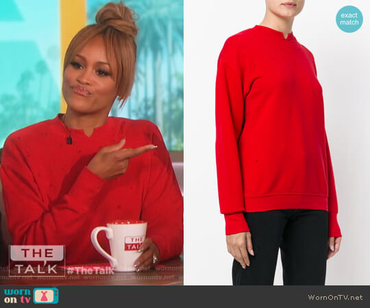 Helmut Lang Distressed Sweatshirt worn by Eve on The Talk