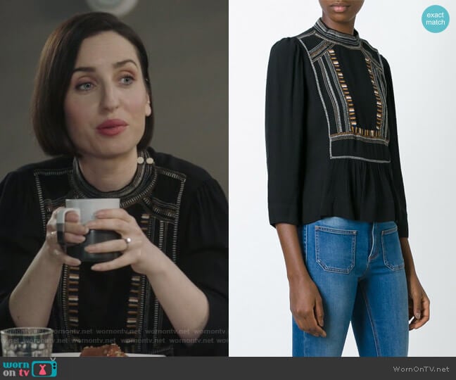 Isabel Marant Etoile Cerza Blouse worn by Jennifer Short (Zoe Lister-Jones) on Life in Pieces