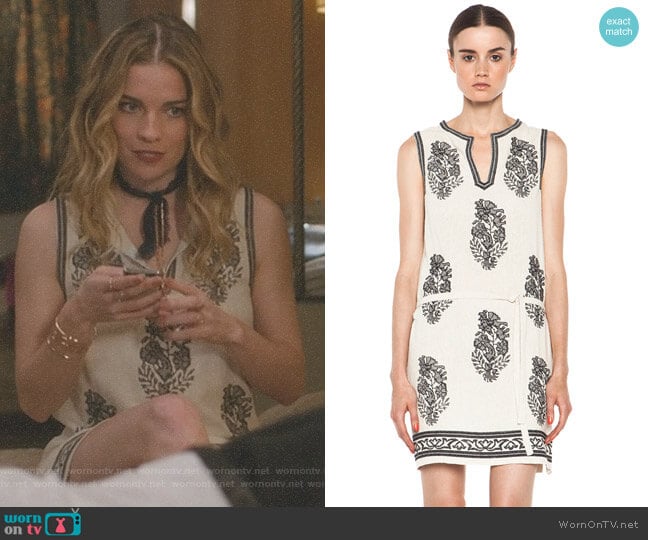 Isabel Marant Étoile Dita Embroidered Noil Silk Dress worn by Alexis Rose (Annie Murphy) on Schitts Creek