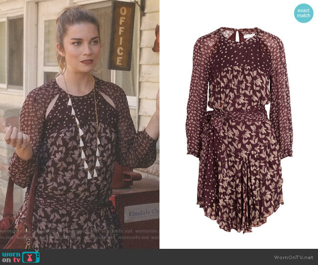 Isabel Marant Étoile Prewitt Leaf-Print Georgette Dress worn by Alexis Rose (Annie Murphy) on Schitts Creek