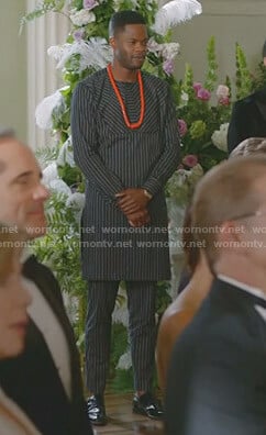 Jeff’s black striped african tunic on Dynasty