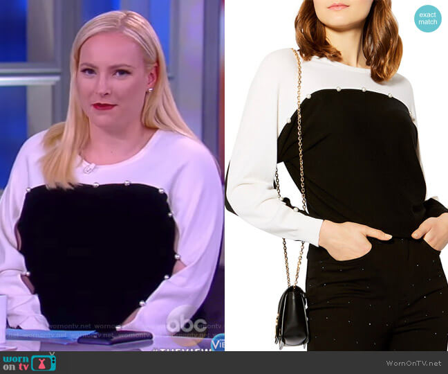 Karen Millen Embellished Color-Block Sweater worn by Meghan McCain on The View