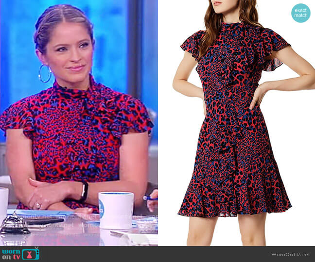 Karen Millen Ruffled Leopard Print Dress worn by Sara Haines on The View