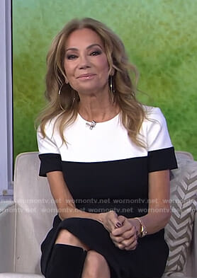 Kathie’s black and white colorblock dress on Today